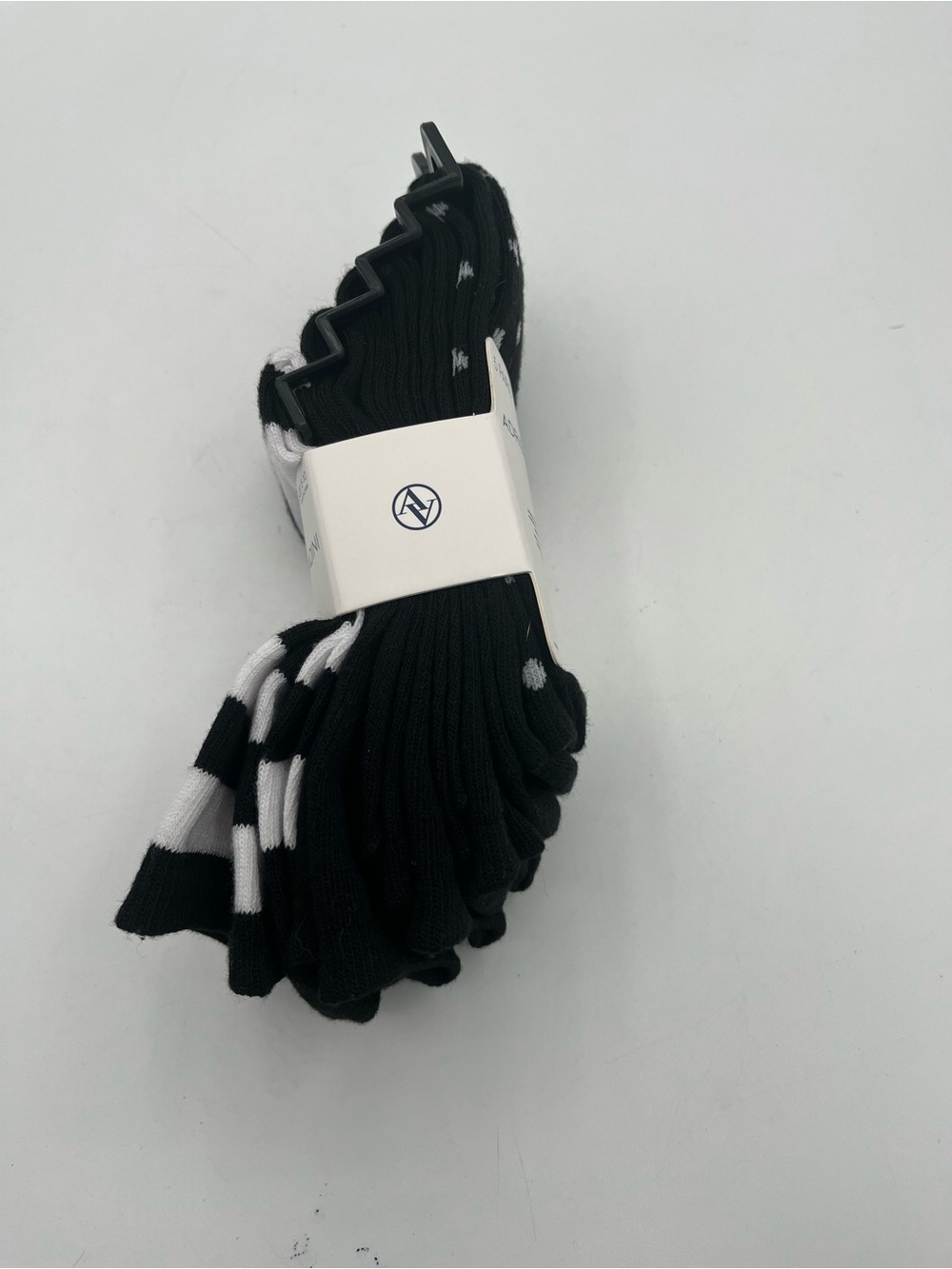 Adrienne Vittadini Black & White Striped  Polka Fot Crew Socks - 5 Pack - Picture 4 of 6